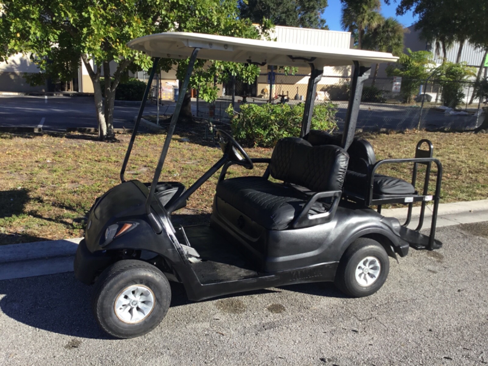 BLACK 2015 48V Yamaha G29 drive Dre 4 seat passenger Golf Cart flip seat canopy